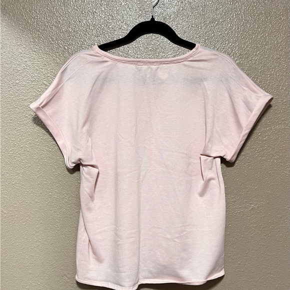 Lucky Brand Blush Pink Cuffed Short Sleeve T-Shirt Top Soft Casual Comfy Knit - Picture 4 of 4